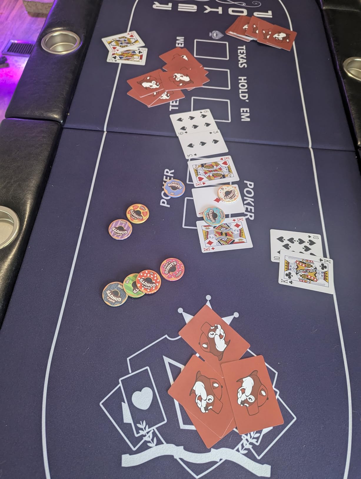 8 Player Poker Table Foldable, Texas Holdem Casino Table with Padded Rails & Cup Holders, Portable Folding Game Table for Home or Game Room, 71 Inch customer photo 2