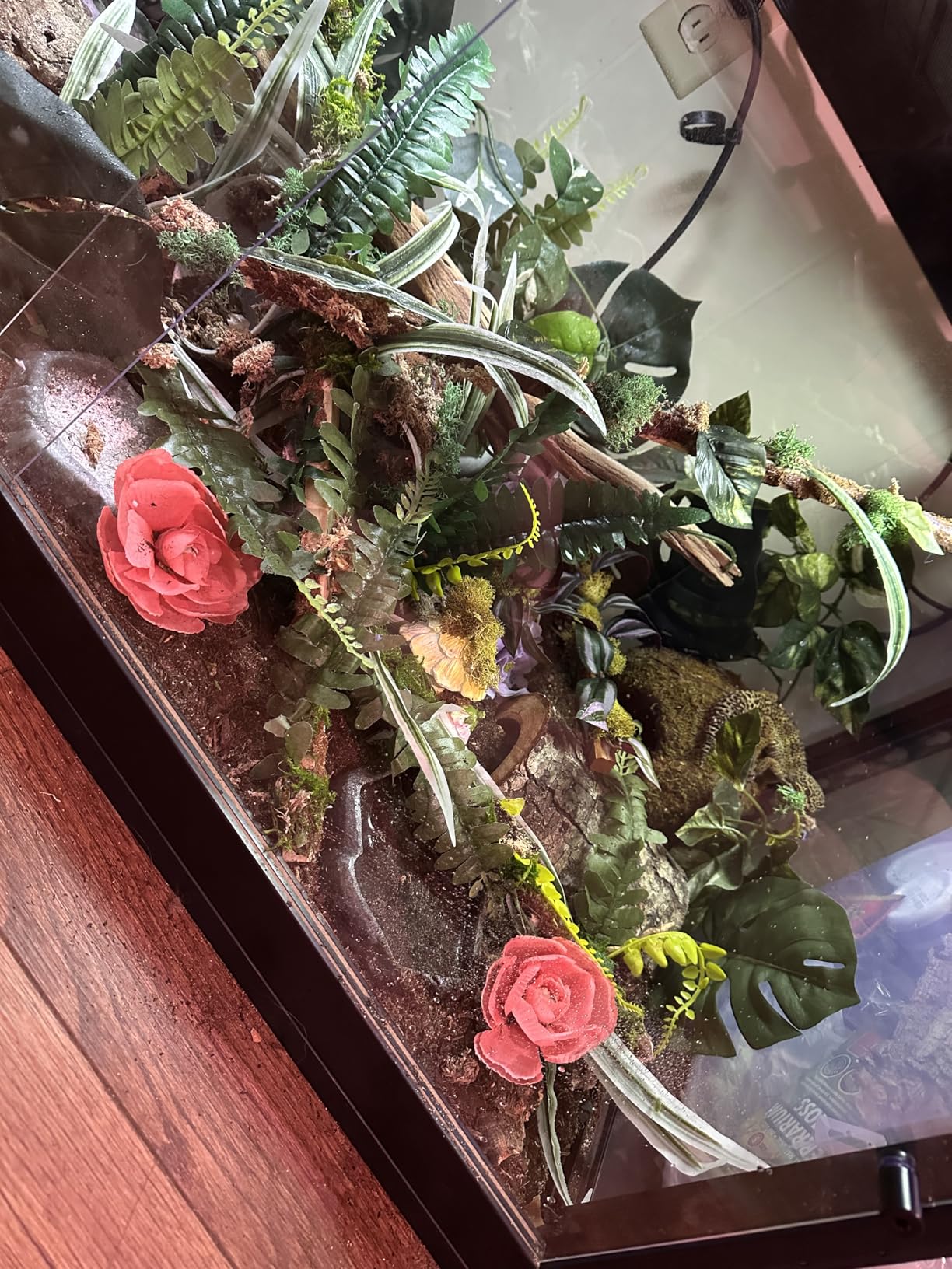 PROLEE Bearded Dragon Tank, Reptile Tank with Meatl Mesh Roof and Front Sliding Door, Lizard Tank,Spacious Reptile Enclosure for Snakes,Lguanas, Chameleons (Oak, 81 Gallons) customer photo 2