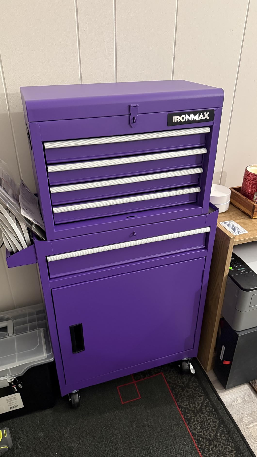 Goplus Tool Chest, 5-Drawer Rolling Cabinet with Detachable Top Toolbox, Lockable Wheels, Lock Bar, Protective Liner & Tool Rack, Metal Storage Cart for Garage Workshop customer photo 2