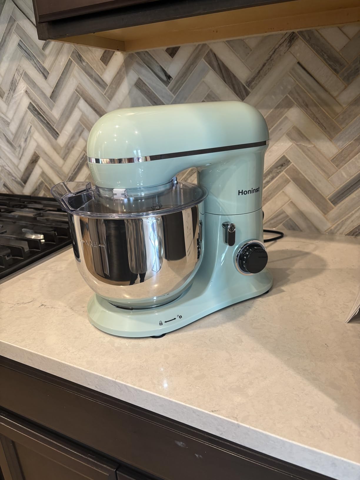 Stand Mixer, 6.5QT 10-Speed Tilt-Head Electric Stand Mixer, 3-In-1 Kitchen Mixer with Bowl, Dough Hook, Whisk and Beater, Food Mixer for Baking, Cake and Most Home Cooks, Light Green customer photo 2