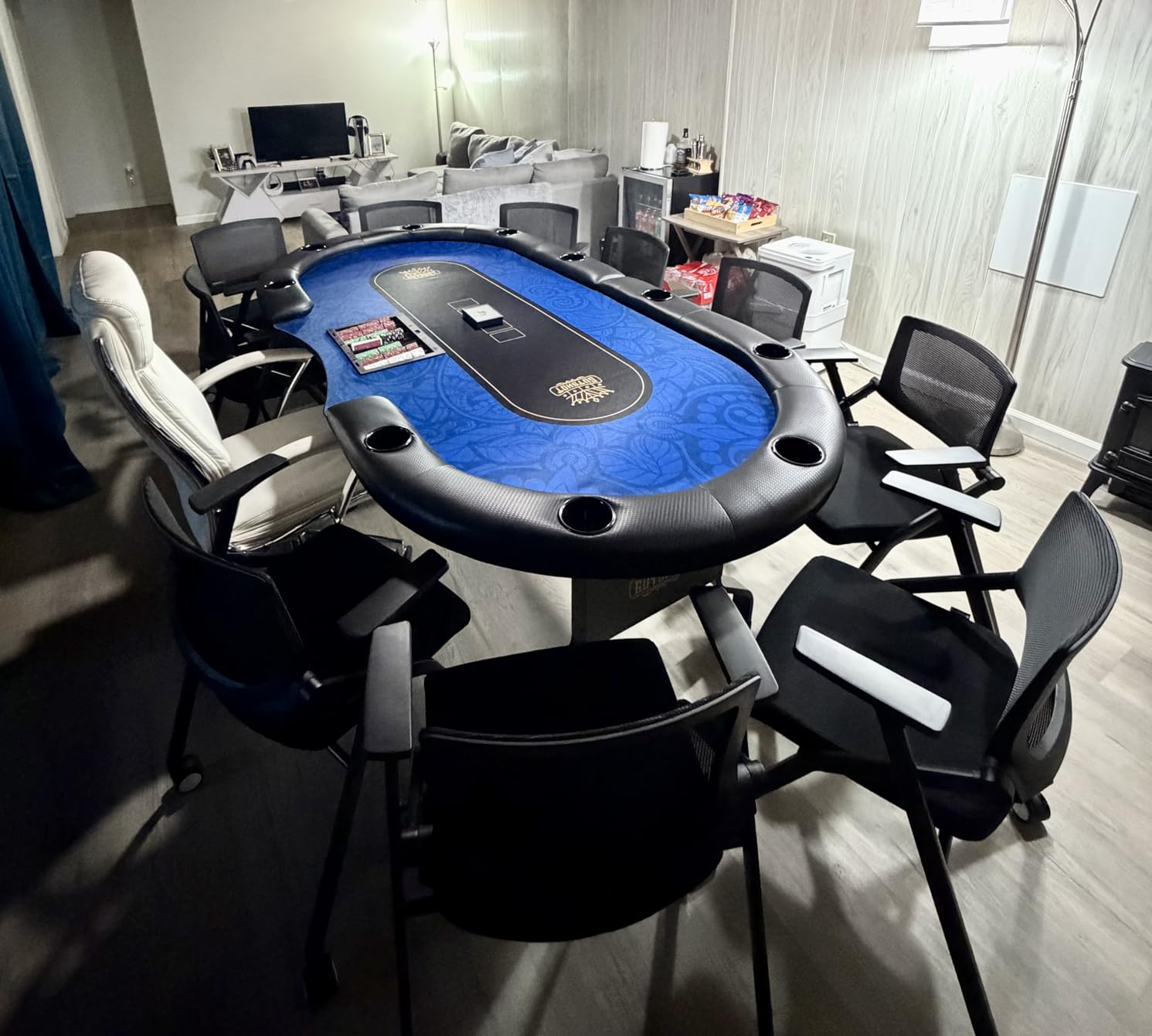 Foldable Poker Table for 10 Players - Premium Soft-Padded Armrest, Individual Cup Holders, Portable Mat - Crafted with Durable Materials, Long-Lasting Poker Table (Red) customer photo 2