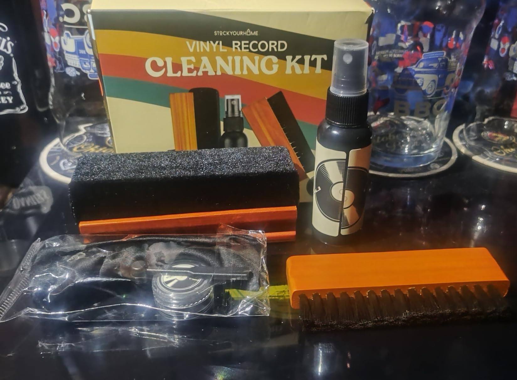 Stock Your Home Vinyl Record Cleaning Kit - 6-Piece Set with Vinyl Cleaner Spray, Anti-Static Velvet Brush, Needle Cleaning Gel & Brush, Drawstring Duster Bag customer photo 2