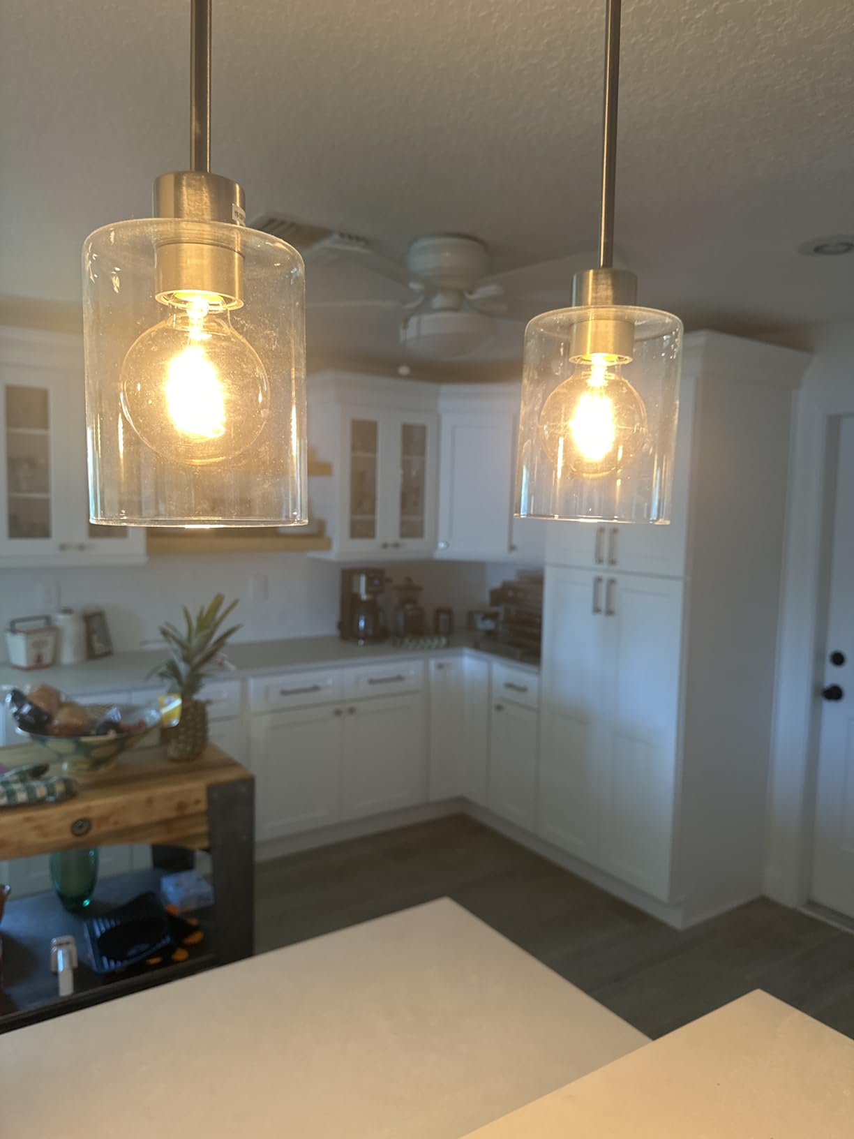 Brass Pendant Lights Kitchen Island - Gold Clear Glass Pendant Light Fixture Multiple Stems Rods 3 Units 12 Inch 3 Units 4 Inch (3 Pack Brass) customer photo 1