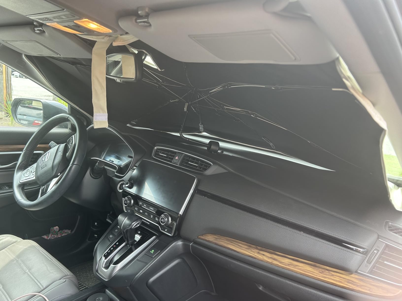 [Upgraded] Nmoiss Windshield Sun Shade Umbrella - [Vinyl Coating Heat Shield] Protect Car from Sun Rays & Heat Damage Keep Cool and Protect Interior, Spring Structure Edge Medium 56