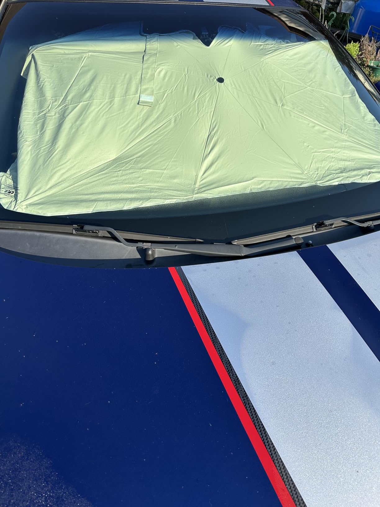 [Upgraded] Nmoiss Windshield Sun Shade Umbrella - [Vinyl Coating Heat Shield] Protect Car from Sun Rays & Heat Damage Keep Cool and Protect Interior, Spring Structure Edge Medium 56