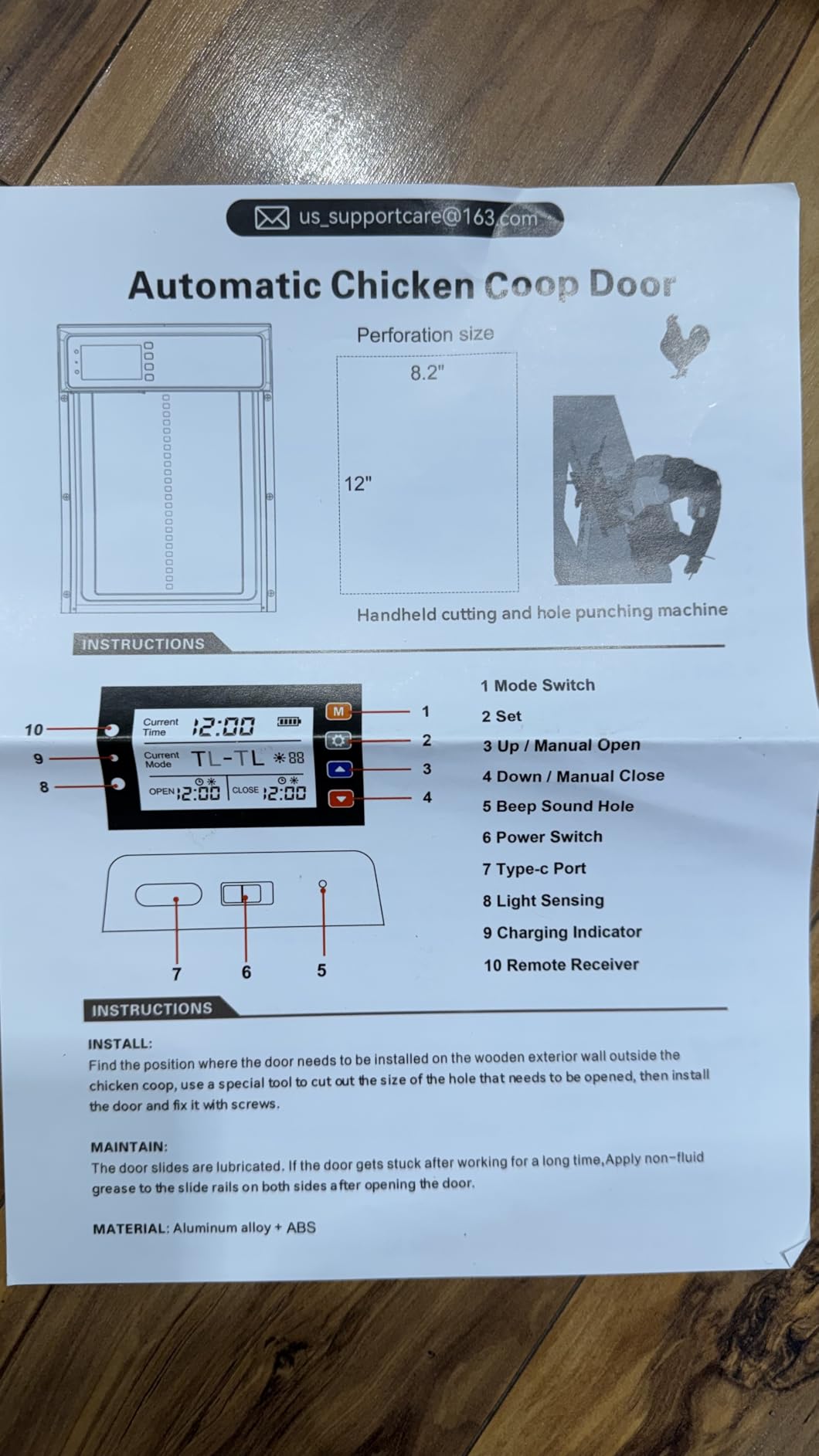 Automatic Chicken Coop Door Solar Powered, LCD Display Automatic Chicken Door with Timer & Light Sensor Mix 4Modes, Aluminum Alloy Chicken Door, Range 20M Remote Control Solar Chicken Coop Door customer photo 2