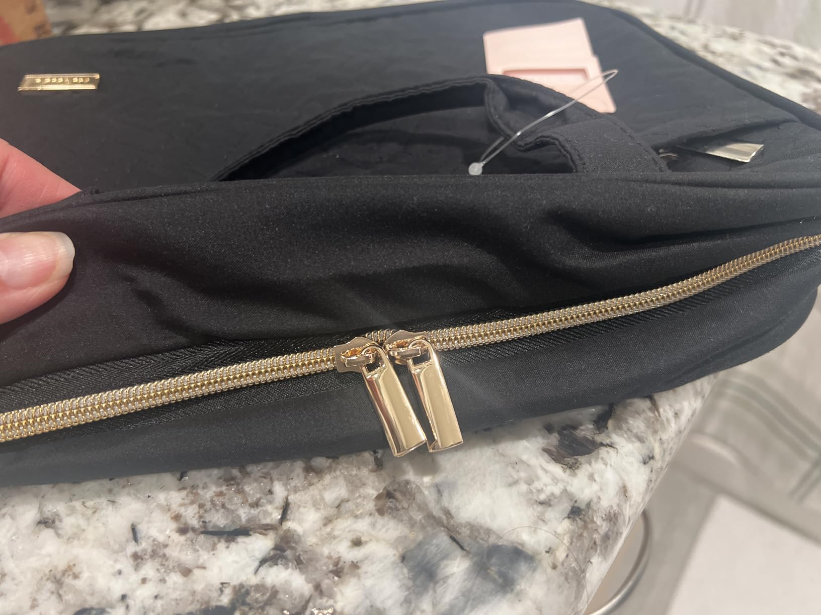 NISHEL Travel Toiletry Bag for women, Portable Hanging Organizer for Travel-Sized Shampoo, Conditioner, Brushes Set, makeup Accessories, Medium Size, Black customer photo 1