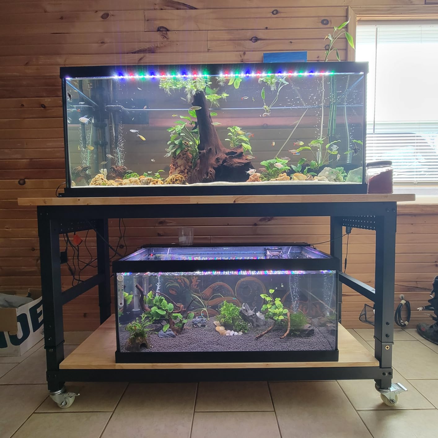 Work Table for Garage 60 Inch Workbench with Storage Adjustable Height Rubber Wood Tabletop Work Bench with Power Outlets Pegboard Pad for Cutting Wood Shop Woodworking Home Office customer photo 1