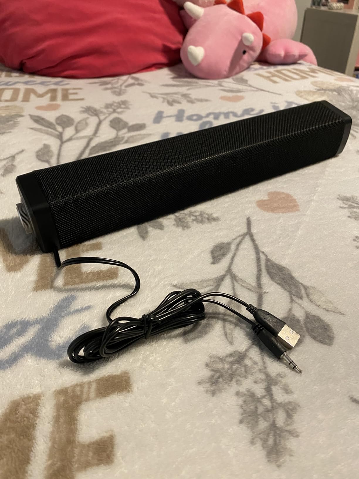 USB Computer Speakers,Computer Speakers with 3.5 mm aux,Wired USB Powered & Colorful LED Lights with Switch Button,Surround Sound Portable SoundBar for Monitor Laptop Phone(Black) customer photo 2