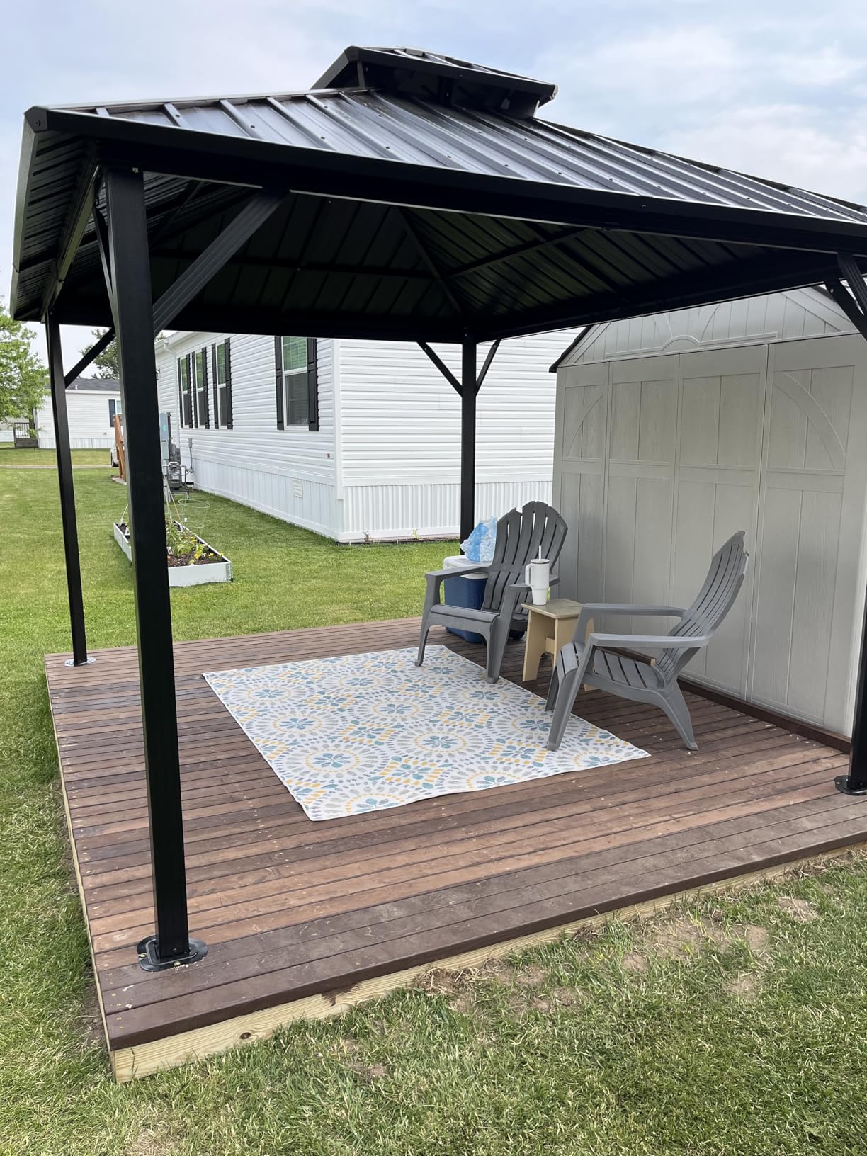 Aoxun 10' X 12' Hardtop Gazebo, Aluminum Metal Outdoor Gazebo with Galvanized Steel Double Roof, Permanent Patio Pavilion with Breathable Netting and Curtains for Dining, Wedding, Party customer photo 1