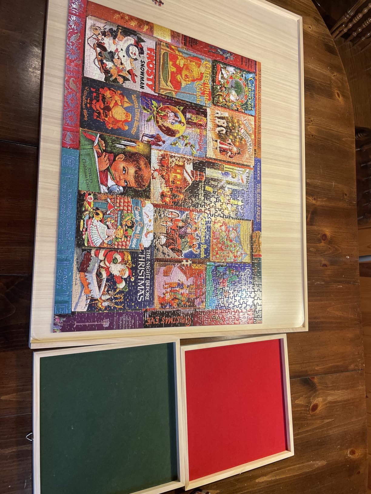 Rotatable 360-Degree Wheels Puzzle Board with Drawers and Cover 1000 Pieces Lightweight Portable Wooden Puzzle Table for Adults Size 30