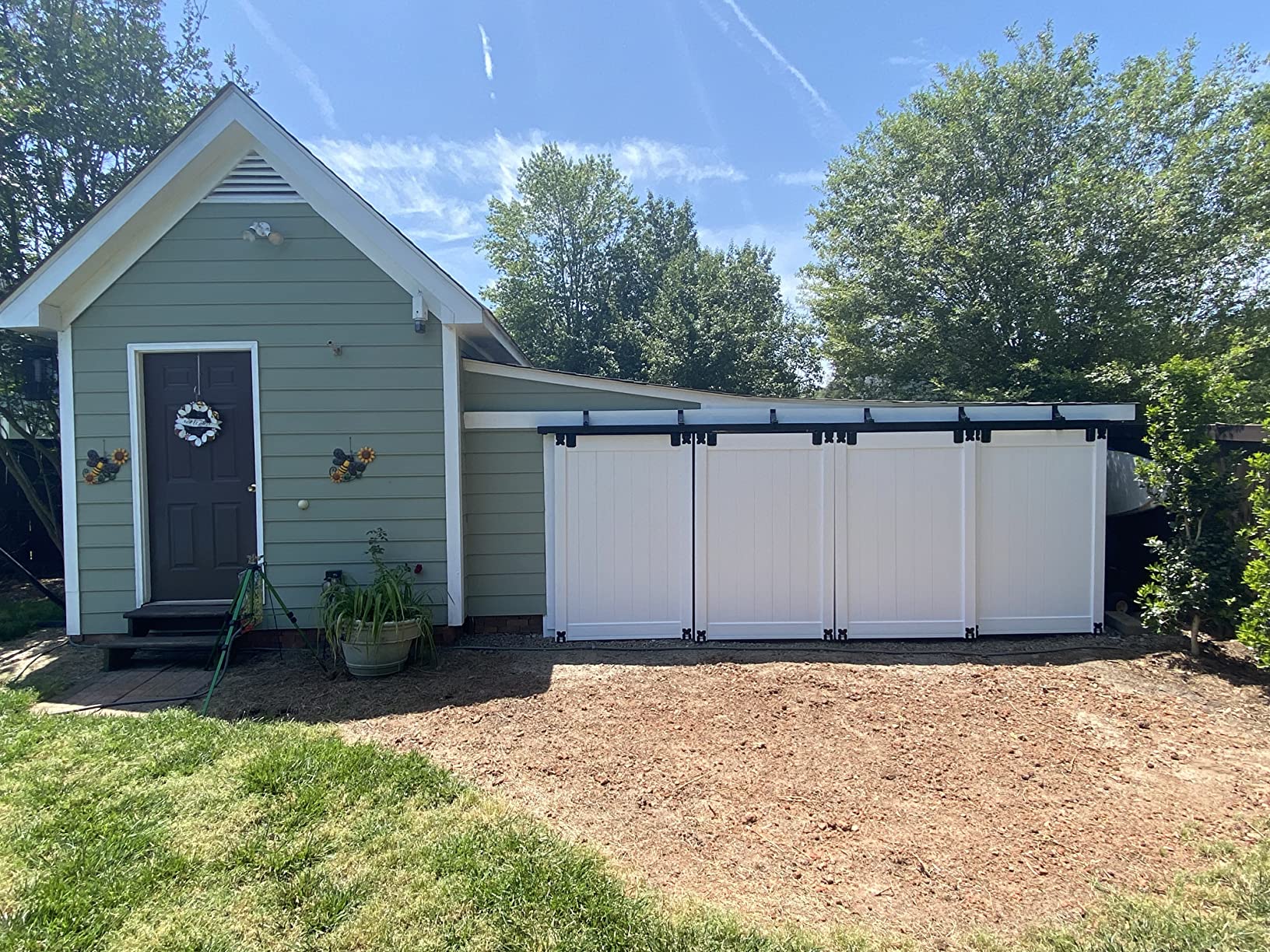 DIYHD 12FT Box Rail Heavy Duty Exterior Sliding Barn Door Hardware, Kit for 1 Outdoor Use, Wall Mount, Fit Max Openning Width 72in, MAX Load 300lbs (No Door) customer photo 2