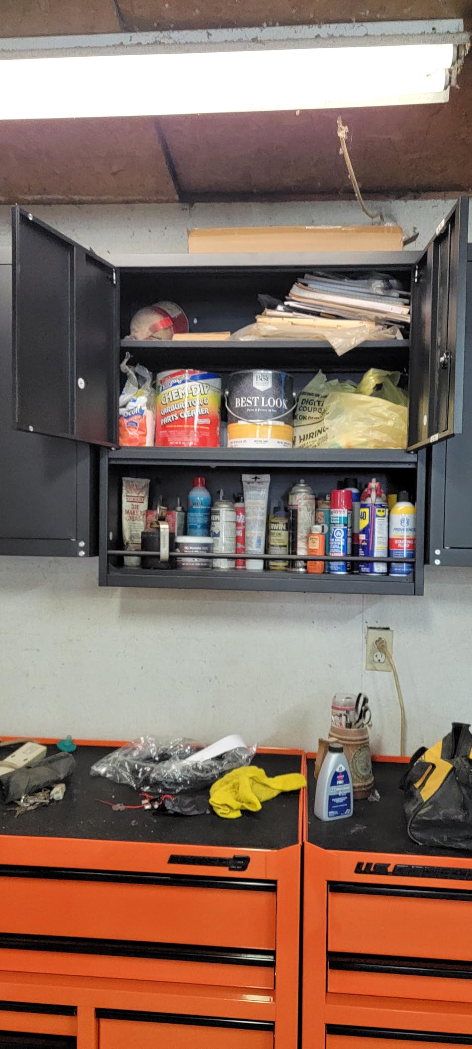 Metal Wall Mounted Garage Cabinets, Heavy Duty Steel Locking Cabinet with Doors & 2 Keys, Garage Storage Cabinet with Adjustable Floating Shelf for Shop, Utility Room, Office, Black & Grey customer photo 2