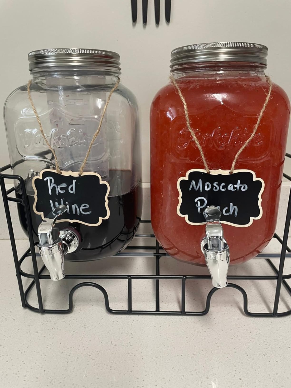 1 Gallon Glass Drink Dispensers For Parties-Set of 2,Drink Dispenser with Fruit Infuser & Stand,Juice or Beverage Dispenser for BBQ, Picnic, Party,Laundry Detergent Dispenser customer photo 2