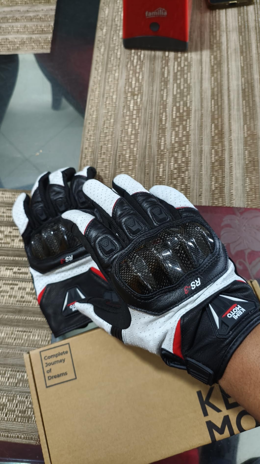 KEMIMOTO Sheepskin Leather Motorcycle Gloves for Men, Protective Motorcycle Gloves for Motocross Motorbike Dirt Bike Bicycle Racing ATV UTV customer photo 2