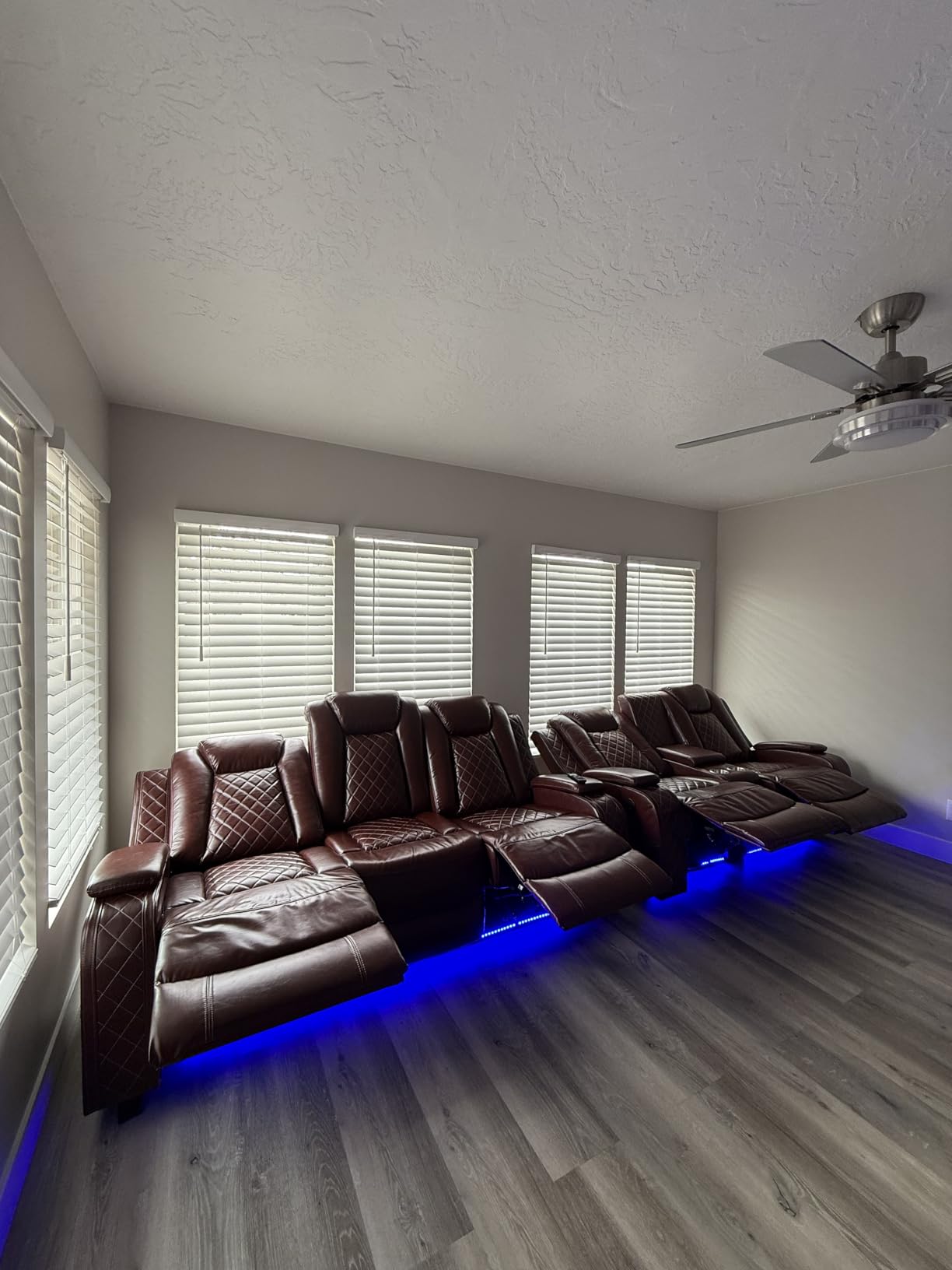 Power Recliner Sofa Set with LED, Breathing Leather Sofa Set for Living Room, Living Room Set Reclining Couch Loveseat Chair with USB Port/Cup Holders/Storage (Garnet) customer photo 1