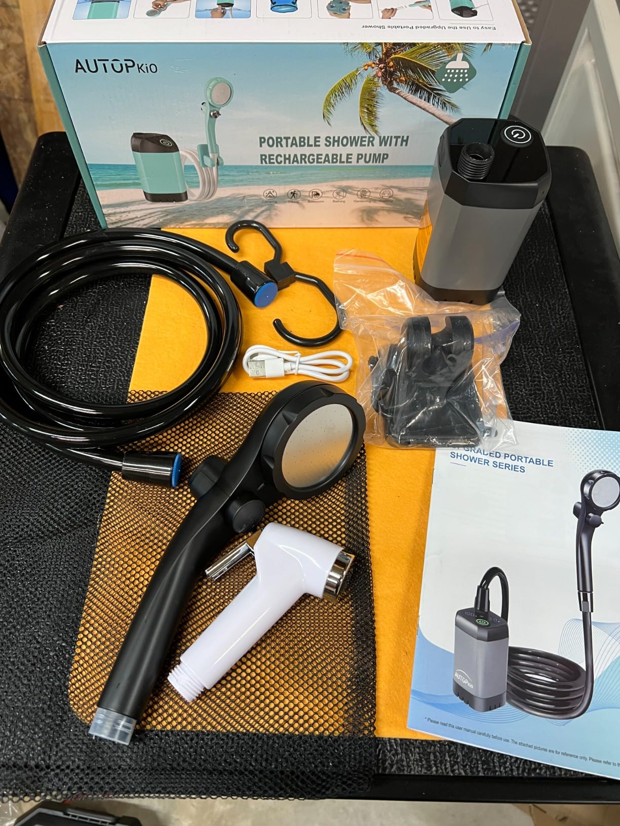 AUTOPkio Portable Camping Shower, 6000/8000mAh Rechargeable Camp Shower Pump with USB Cable & Electric Outdoor Shower Head Sprayer for Camping, Hiking, Pet Bathing, Washing customer photo 2