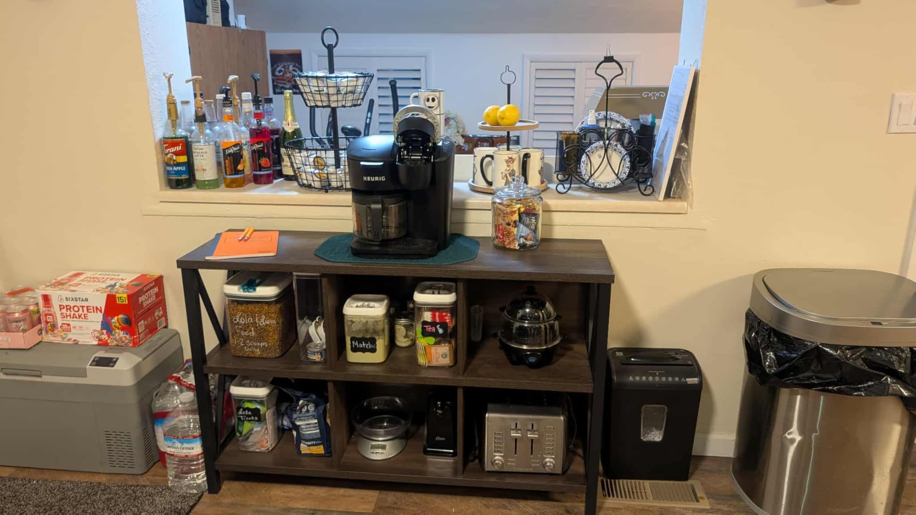 FATORRI Rustic 6 Cube Storage Organizer with Shelf, Wood and Metal Cubby Bookcase, Industrial Horizontal Bookshelf for Living Room, Home Office (Walnut Brown, 47 Inch) customer photo 2