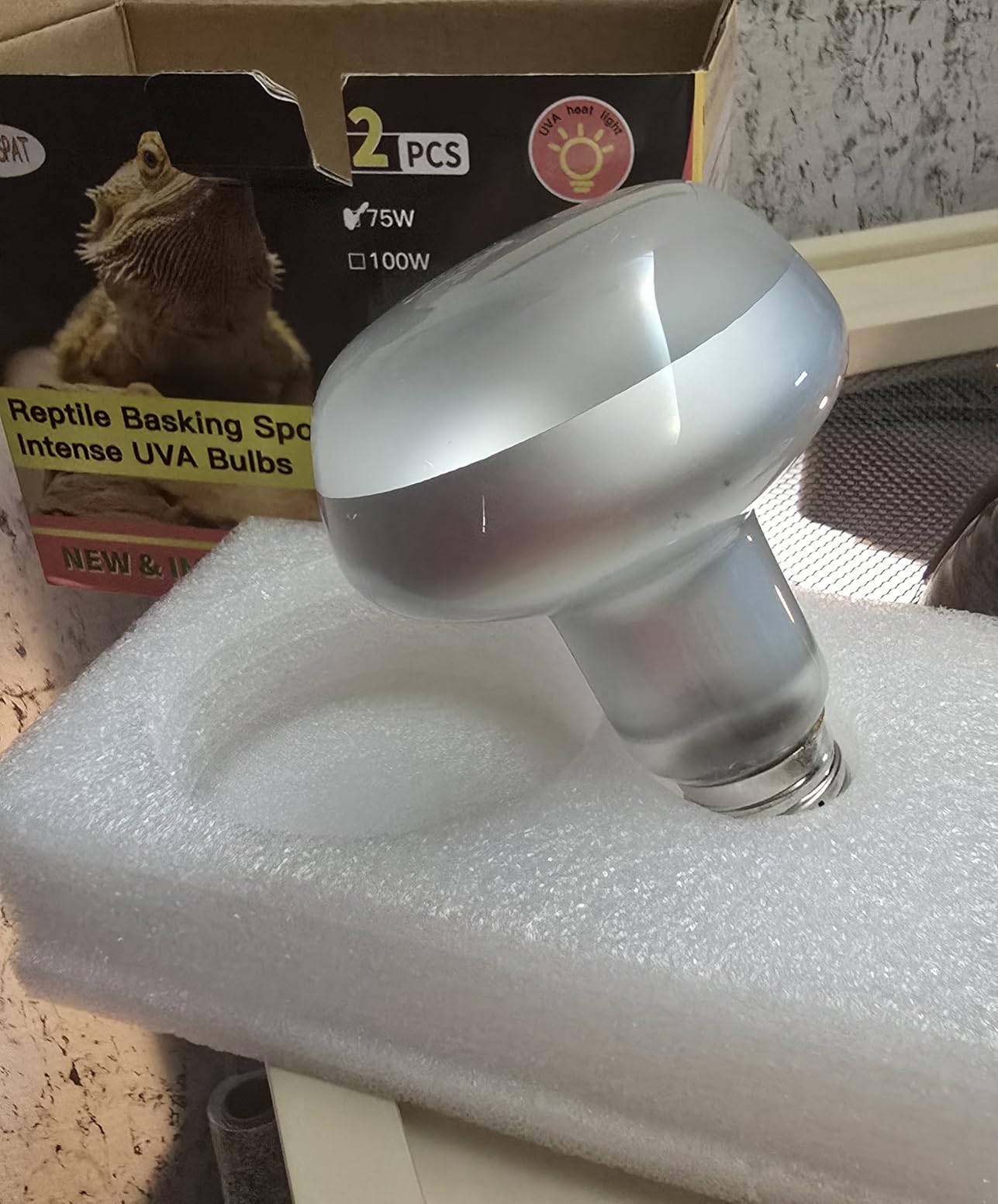 Intense 100W UVA Spotlight Heat Lamp Bulbs for Reptile Basking and Terrariums - Ideal for Desert-Dwelling Reptiles Like Bearded Dragons, Geckos, Iguanas, Lizards, Amphibians (Pack of 2) customer photo 2