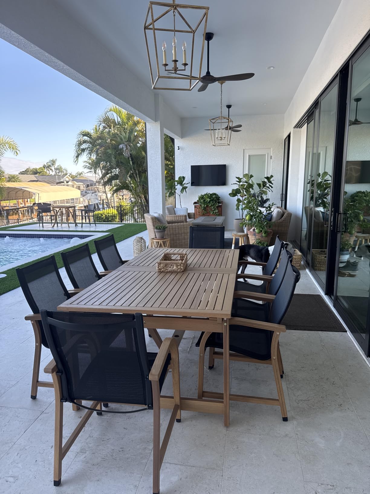 Amazonia Franklin 11-Piece Rectangular Extendable Patio Dining Set | Teak Finish and Weather-Net Technology | Ideal for Outdoors and Indoors customer photo 1