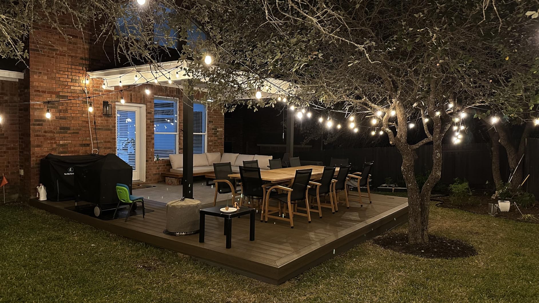 Amazonia Franklin 11-Piece Rectangular Extendable Patio Dining Set | Teak Finish and Weather-Net Technology | Ideal for Outdoors and Indoors customer photo 2