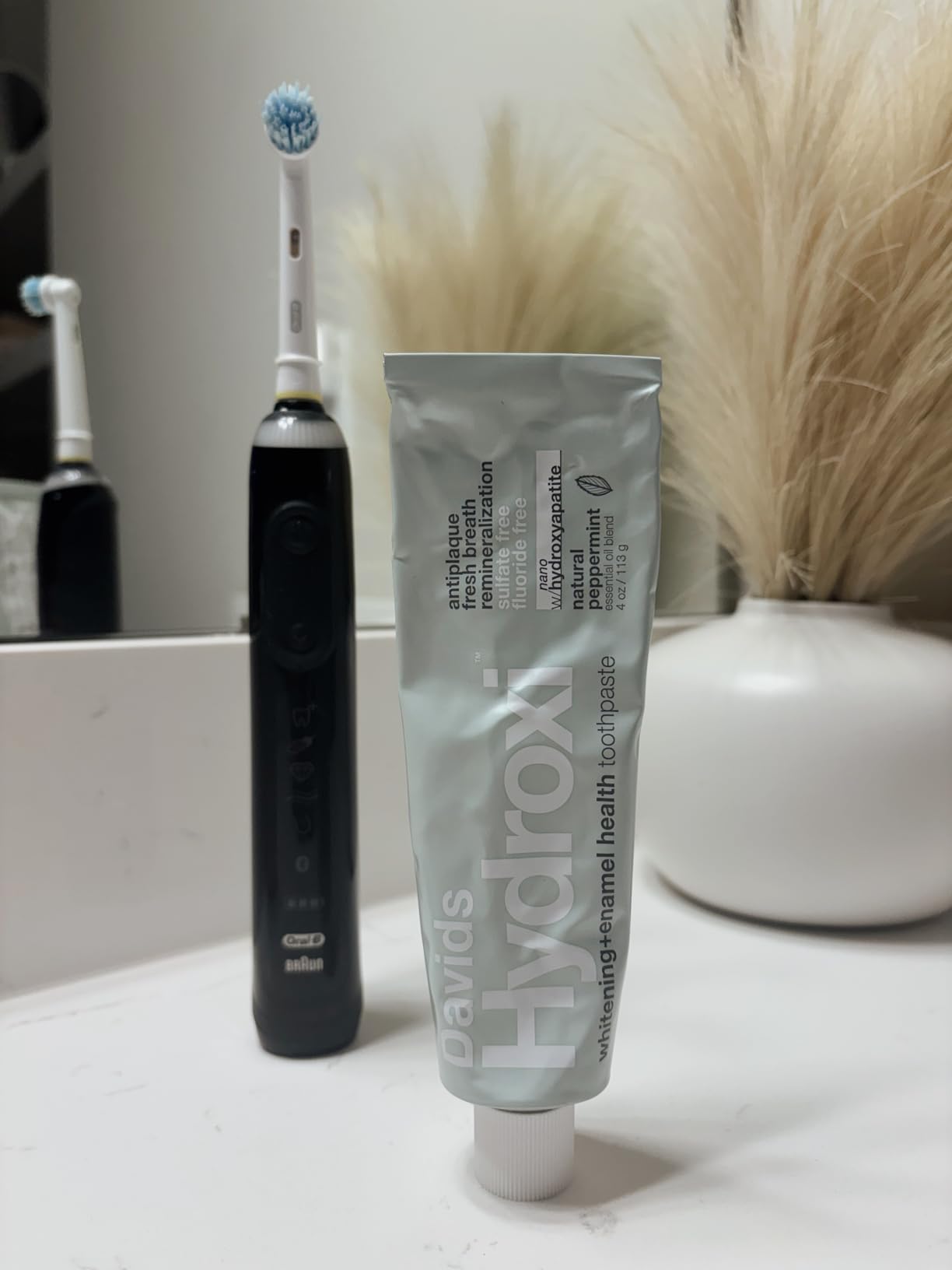 Davids Hydroxi Fluoride Free Nano Hydroxyapatite Toothpaste for Remineralizing, Sensitive Support, Whitening, Antiplaque, SLS Free, Natural Peppermint, 4oz, Made in USA customer photo 1