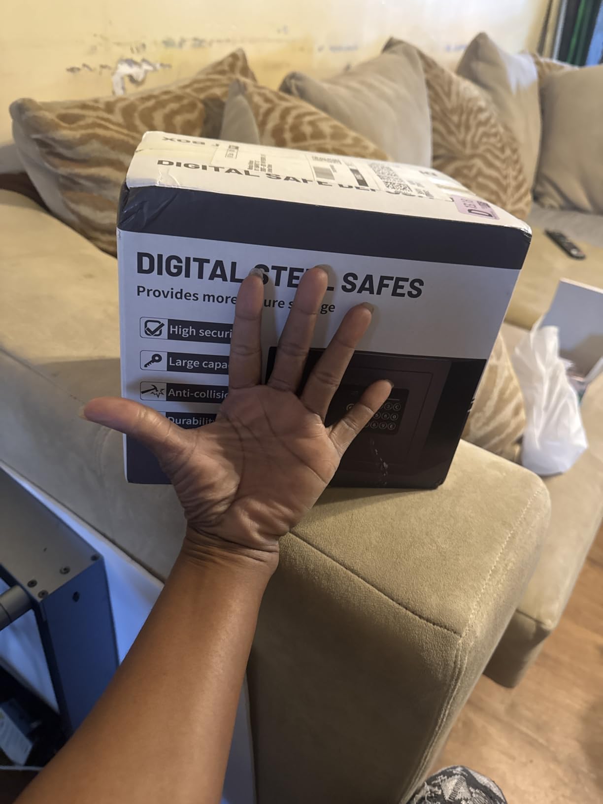 Digital Electronic Money Safe, Steel Security Lock Box with Keypad, Office Hotel Business Jewelry Gun Cash Safe, 0.23 Cubic Feet, 9.06