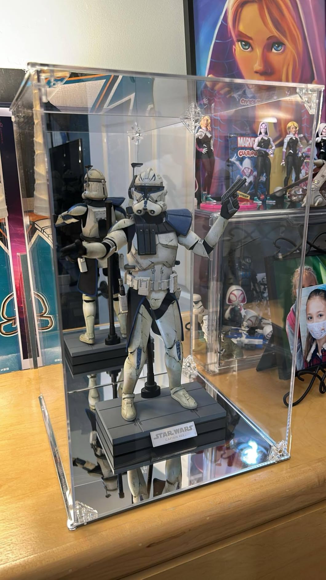 Clear Acrylic Display Case with Mirrored Back and Base, UV Protected Acrylic Box with Magnetic Door, Dustproof Display Box Showcase for Collectibles, Figures, Models, Toys (6x6x10inch) customer photo 1