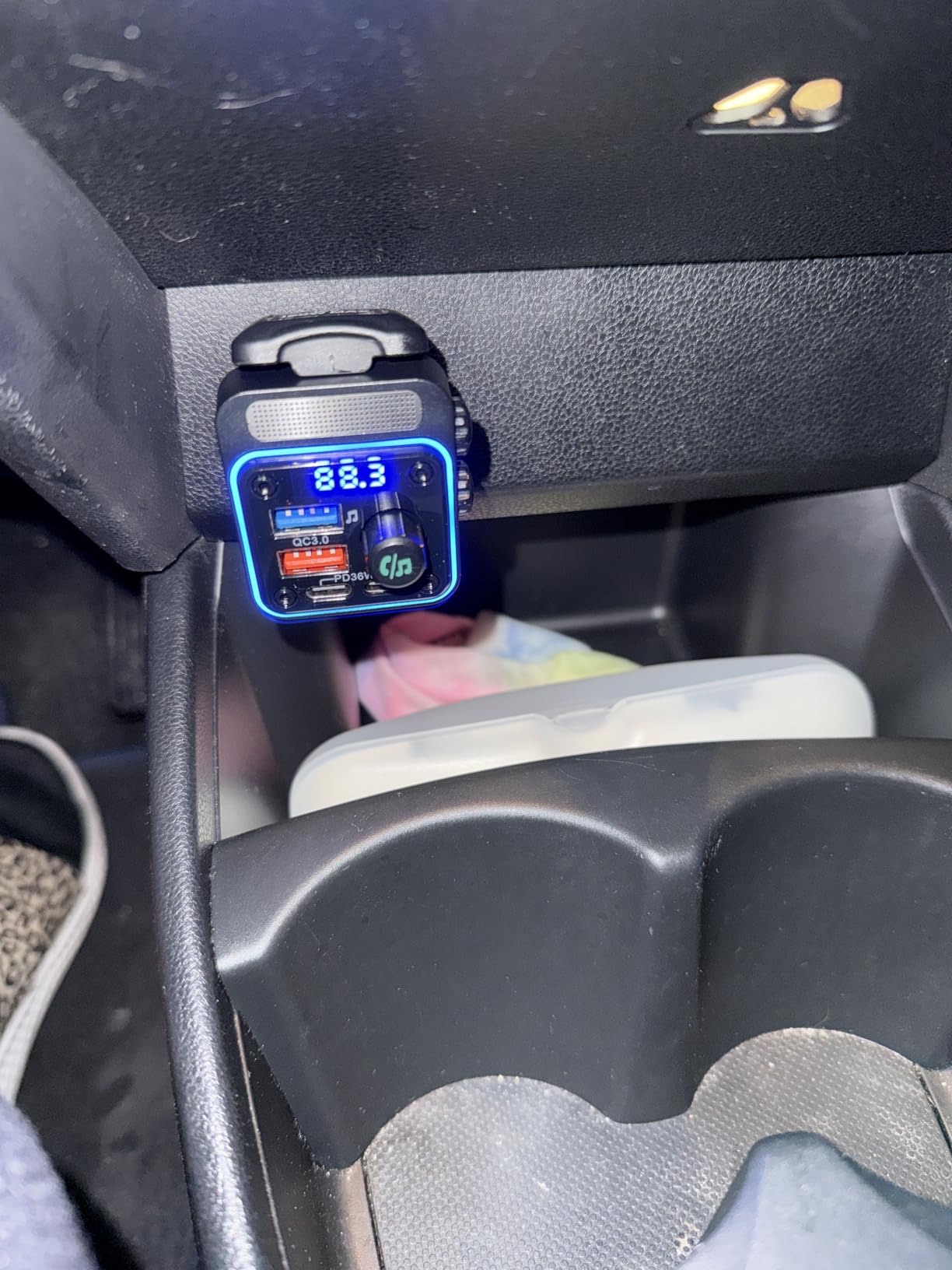 Nulaxy 54W Bluetooth 5.3 Car Adapter Charger 4-Port Fast Charging [PD36W & QC3.0 18W], Wireless Radio FM Transmitter with Deep Bass Player, 5 Colors LED Backlit, Hands-Free Calling, Support USB Drive customer photo 1