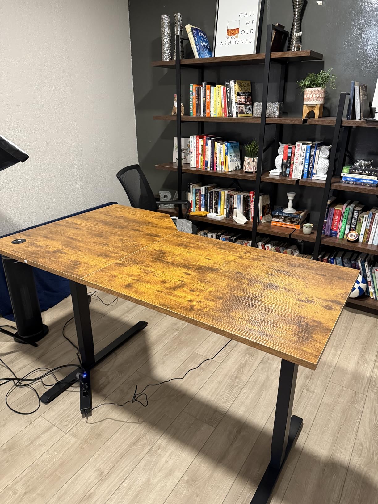 Agilestic Electric Standing Desk, L-Shaped 55 Inches Height Adjustable Desk, Sit and Stand up for Work Office Home, Ergonomic Rising Computer Table for Home Office with Splice Board, Rustic Brown customer photo 2