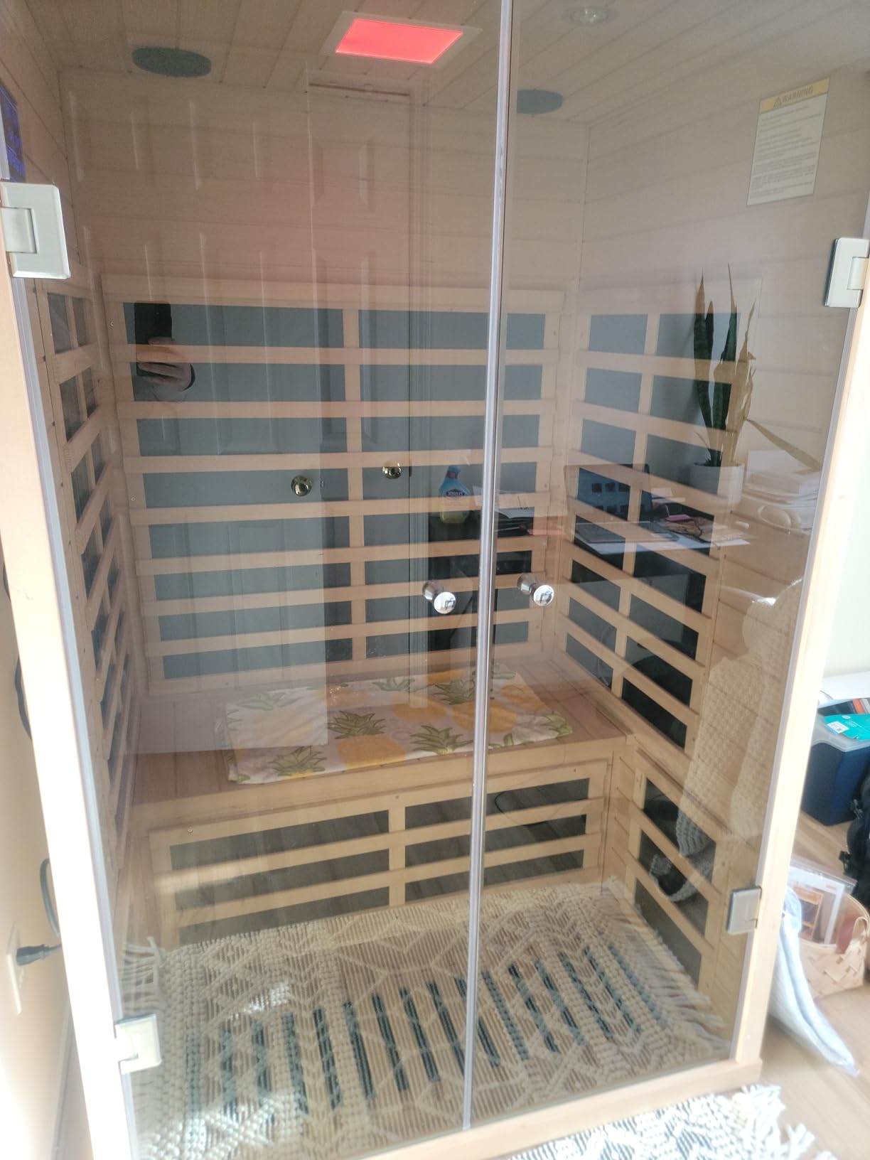 Smart APP Control 1 Person Ultra Low EMF (0-5mG) Far Infrared Sauna for Home, Hemlock Wooden 1420W Personal Indoor Sauna with Touch Panel, Chromotherapy Lights, Bluetooth Speakers & Reading Lights customer photo 1