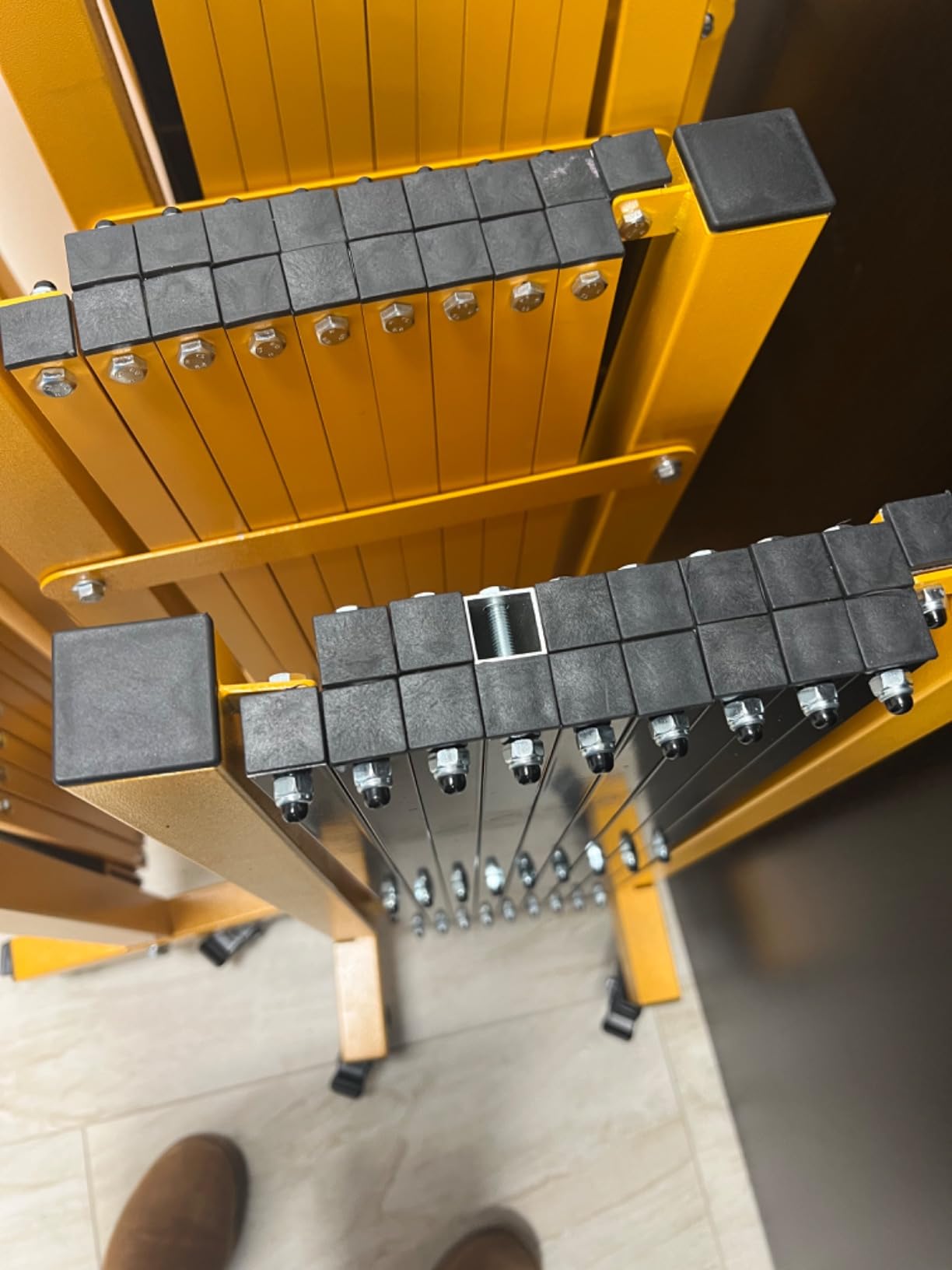 16FT Industrial Expandable Barricade Folding Security Gate with Wheels,Retractable Driveway Gate with Aluminum Fence and 270 Degrees Direction Adjustment(Yellow, 16FT) customer photo 1