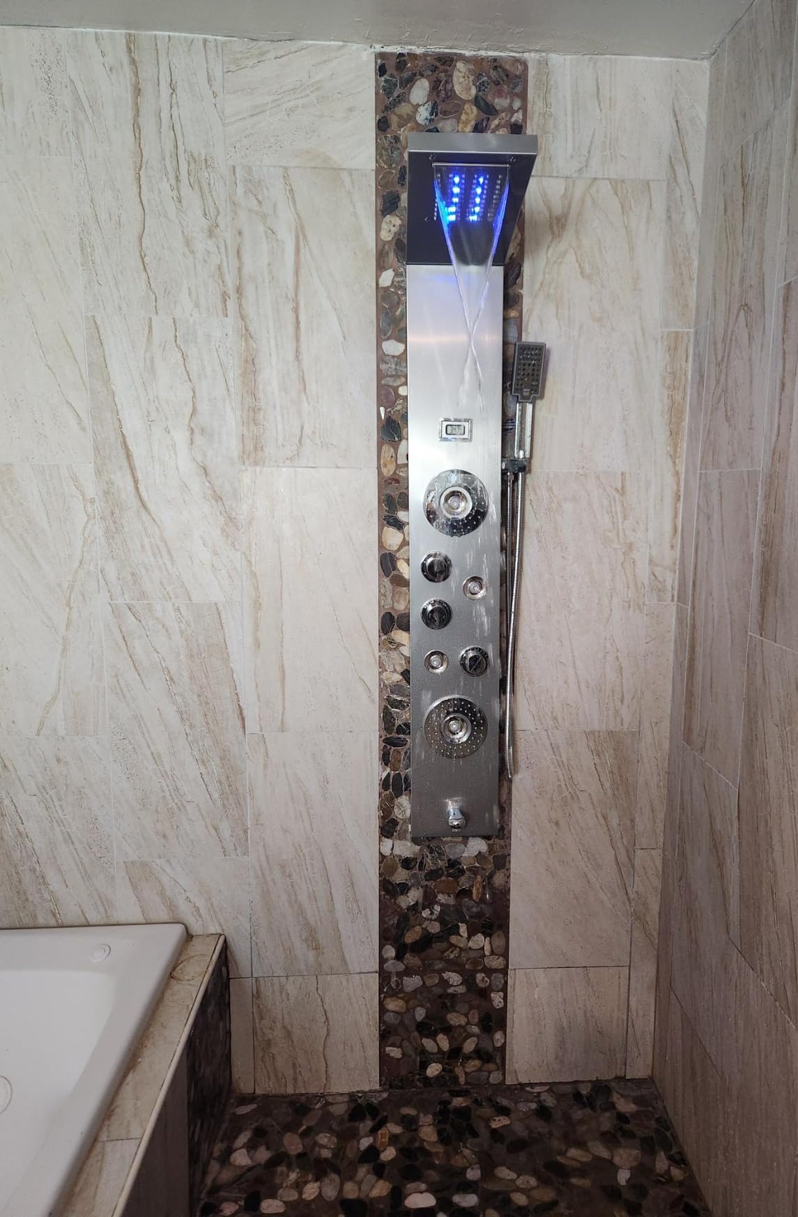 VEVOR Shower Panel Tower System, 6 Shower Modes, LED & Display Shower Panel, Rainfall, Waterfall, 4 Body Massage Jets, Tub Spout, Handheld Shower Head 59