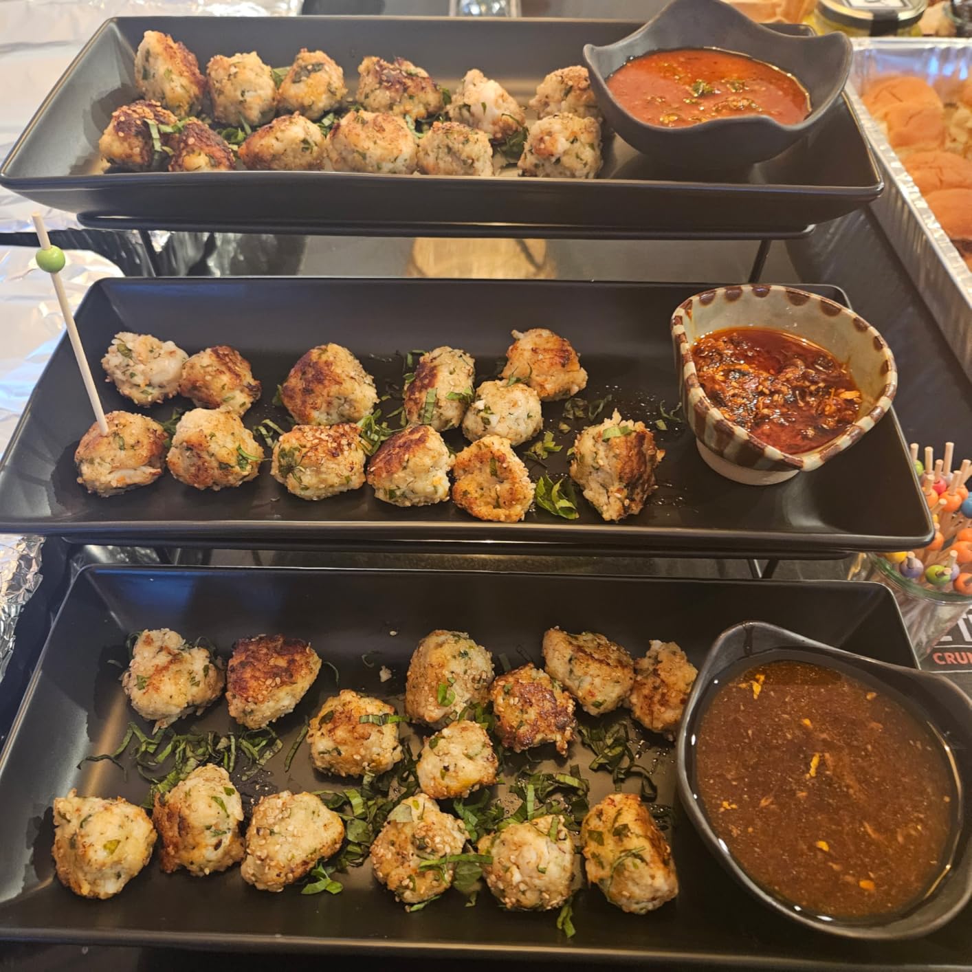 MALACASA 3 Tier Serving Trays for Party, Porcelain Serving Platters and Trays, 12 Inch Tiered Tray Stand, Fruit Tray, Trays for Serving Food, White Dessert Stand with Collapsible Sturdier Metal Rack customer photo 1