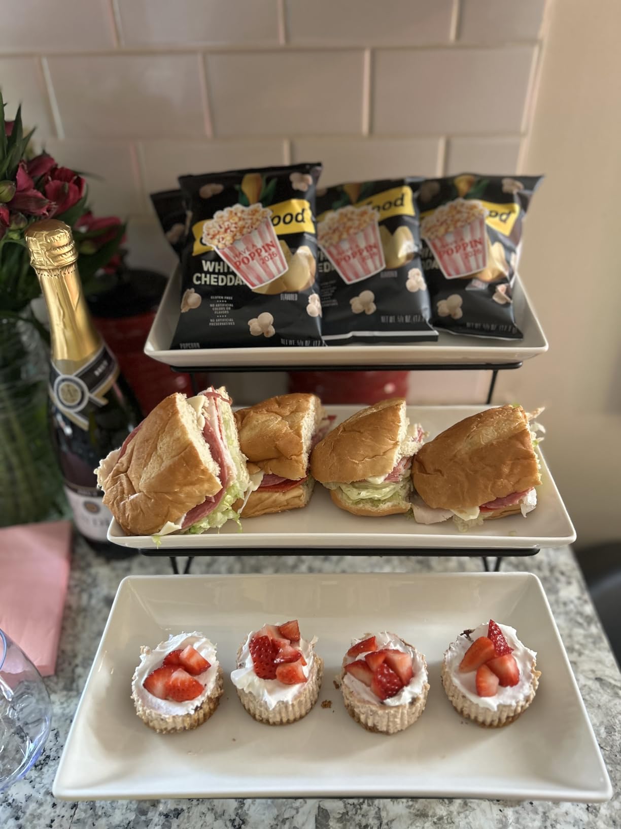 MALACASA 3 Tier Serving Trays for Party, Porcelain Serving Platters and Trays, 12 Inch Tiered Tray Stand, Fruit Tray, Trays for Serving Food, White Dessert Stand with Collapsible Sturdier Metal Rack customer photo 2