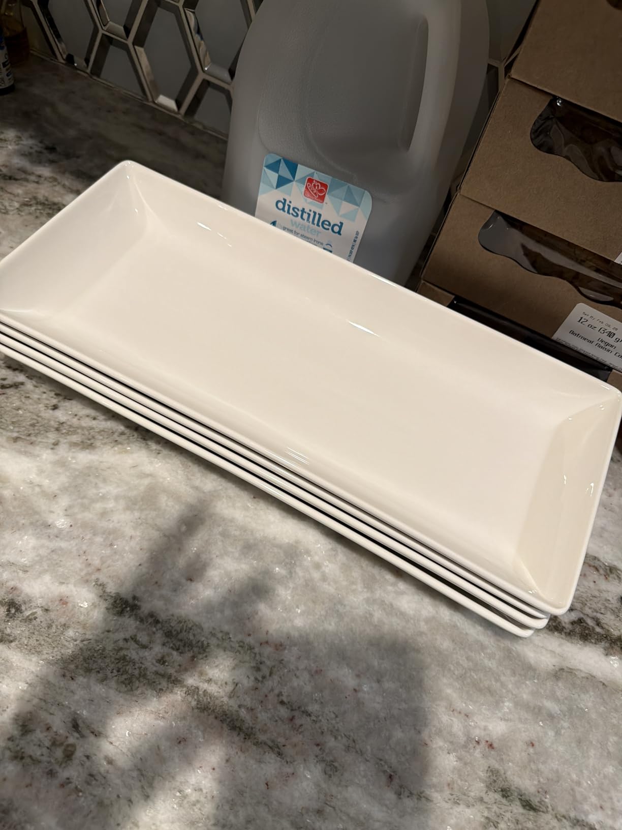 MALACASA Serving Platters Set of 4, Ceramic Serving Platters and Trays for Serving Food, Rectangular Serving Trays for Party, 12 Inch, White customer photo 1