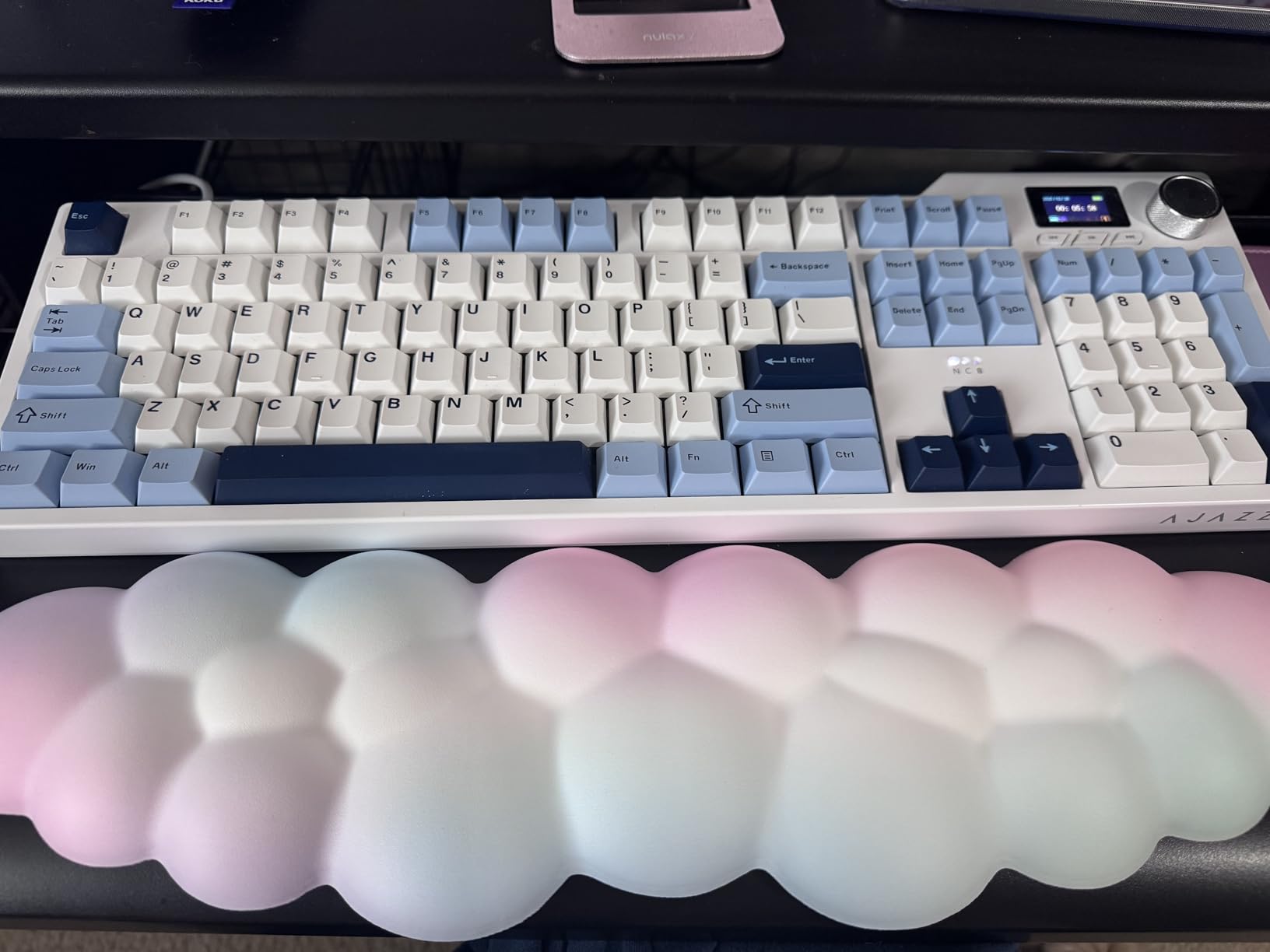 Cloud Wrist Rest Keyboard, Cloud Keyboard Wrist Pad Set with PU Leather Memory Foam, Cute Arm Rest for Palm Support, PC/Gaming Desk Accessories/Office Setup/Computer Hand Cushion - White customer photo 2