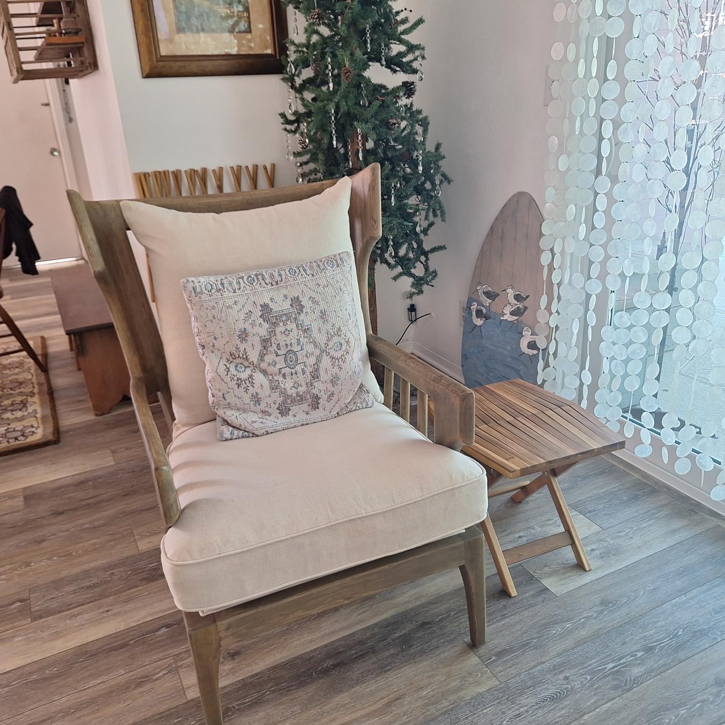 Melino Wooden Folding Outdoor Side Table 18x16x16 in, FSC Certified Acacia Wood Weatherproof Small Table for Patio, Porch, Pool, Backyard, Garden, Balcony & Deck - Chestnut customer photo 2