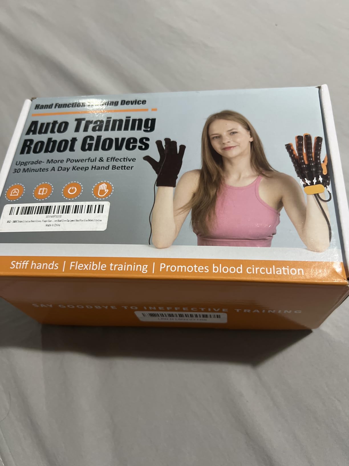 Rehabilitation Robot Gloves, Finger Exerciser for Stroke Recovery Hand Glove Equipment Hand Function Rehabilitation (Orange Left Hand L) customer photo 1