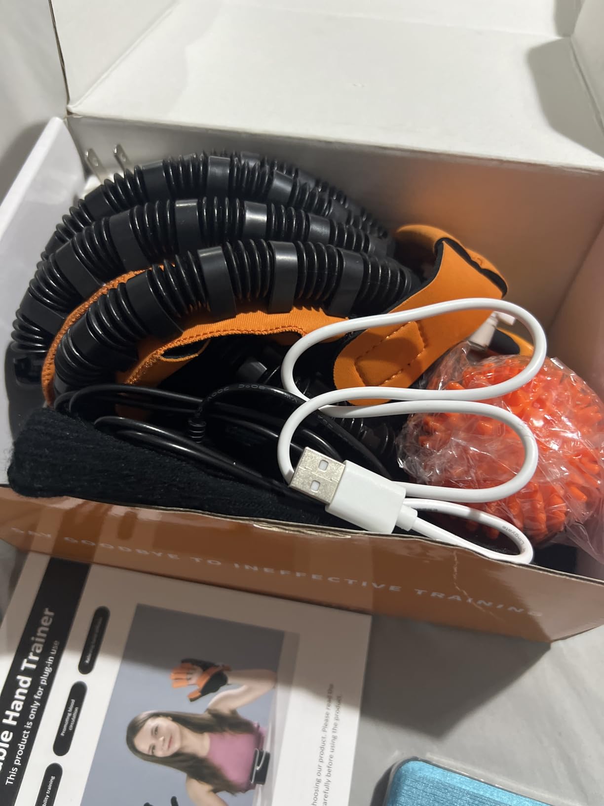 Rehabilitation Robot Gloves, Finger Exerciser for Stroke Recovery Hand Glove Equipment Hand Function Rehabilitation (Orange Left Hand L) customer photo 2