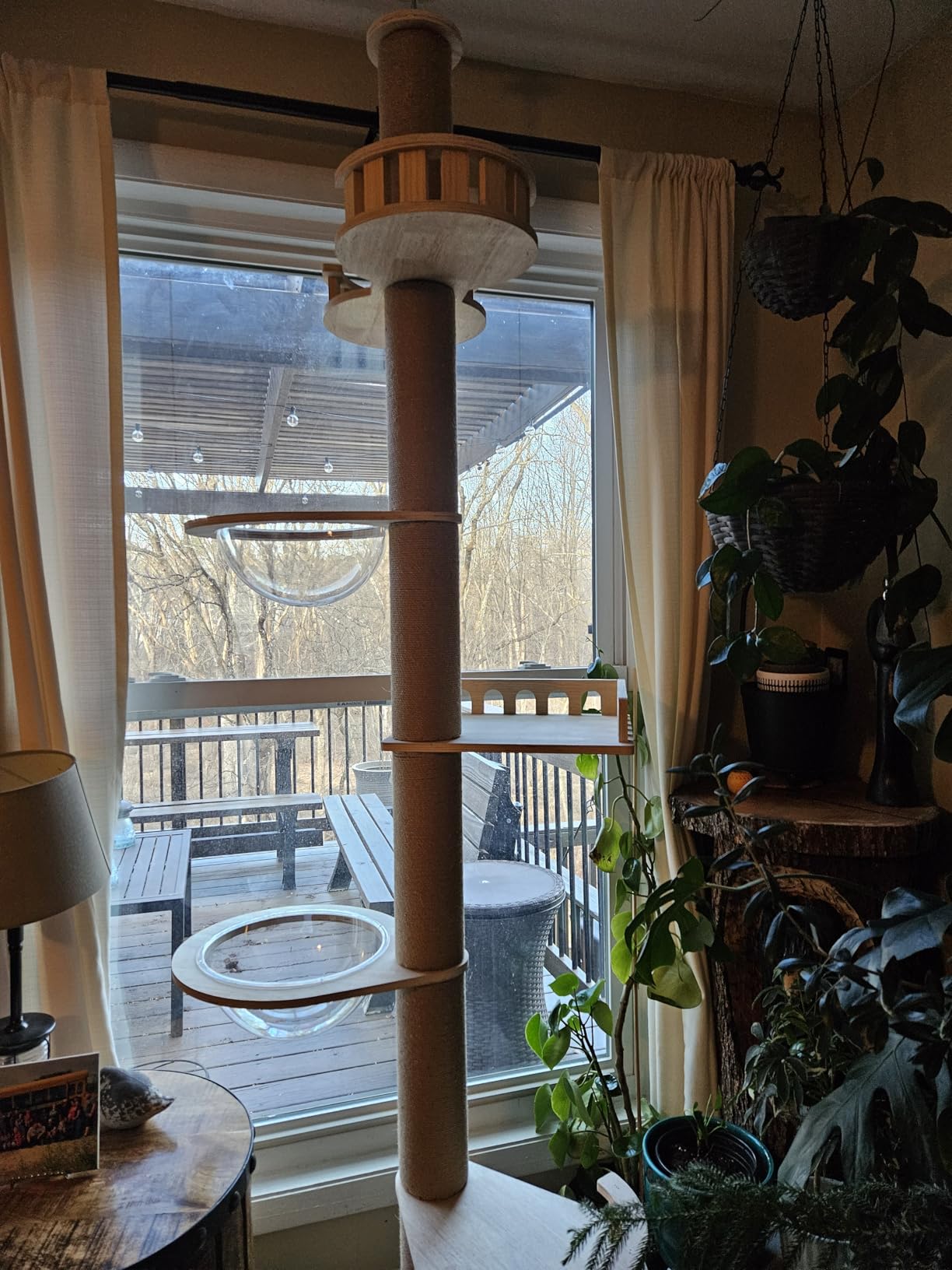 Veehoo Floor to Ceiling Cat Tree Height(106-123 Inch) Adjustable, Sturdy Tall Cat Tree with 4.3