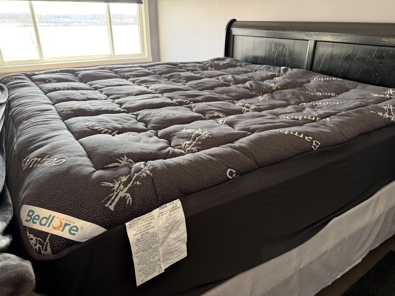 BEDLORE King Mattress Topper Viscose Derived from Bamboo, Thick Pillow Top Mattress Pad with Stretchable Pockets for 6