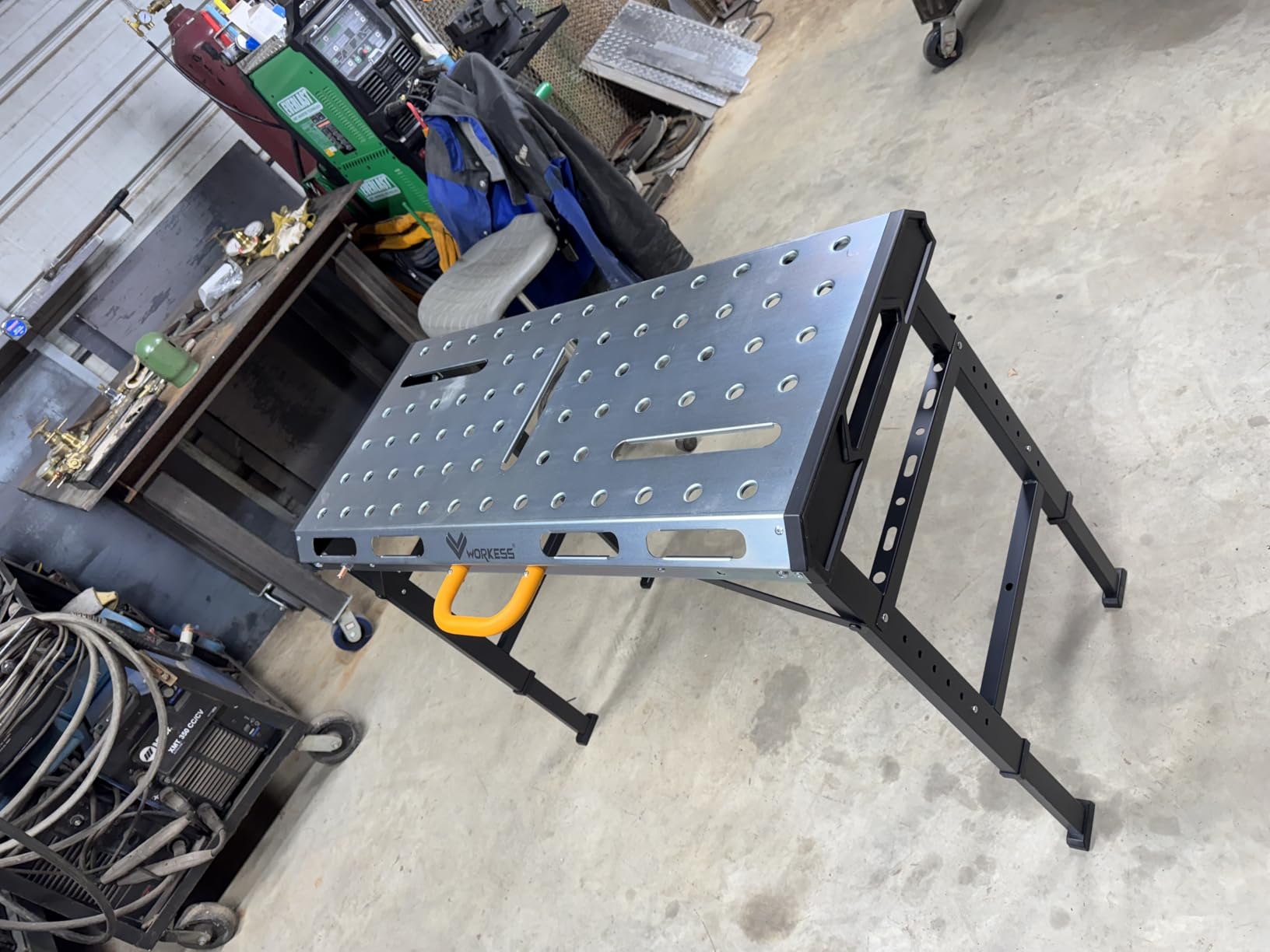 Metal Welding Table Folding 1000 lbs Load Capacity Heavy Duty Steel Construction Workbench for Welding Adjustable 7 Level Height customer photo 2