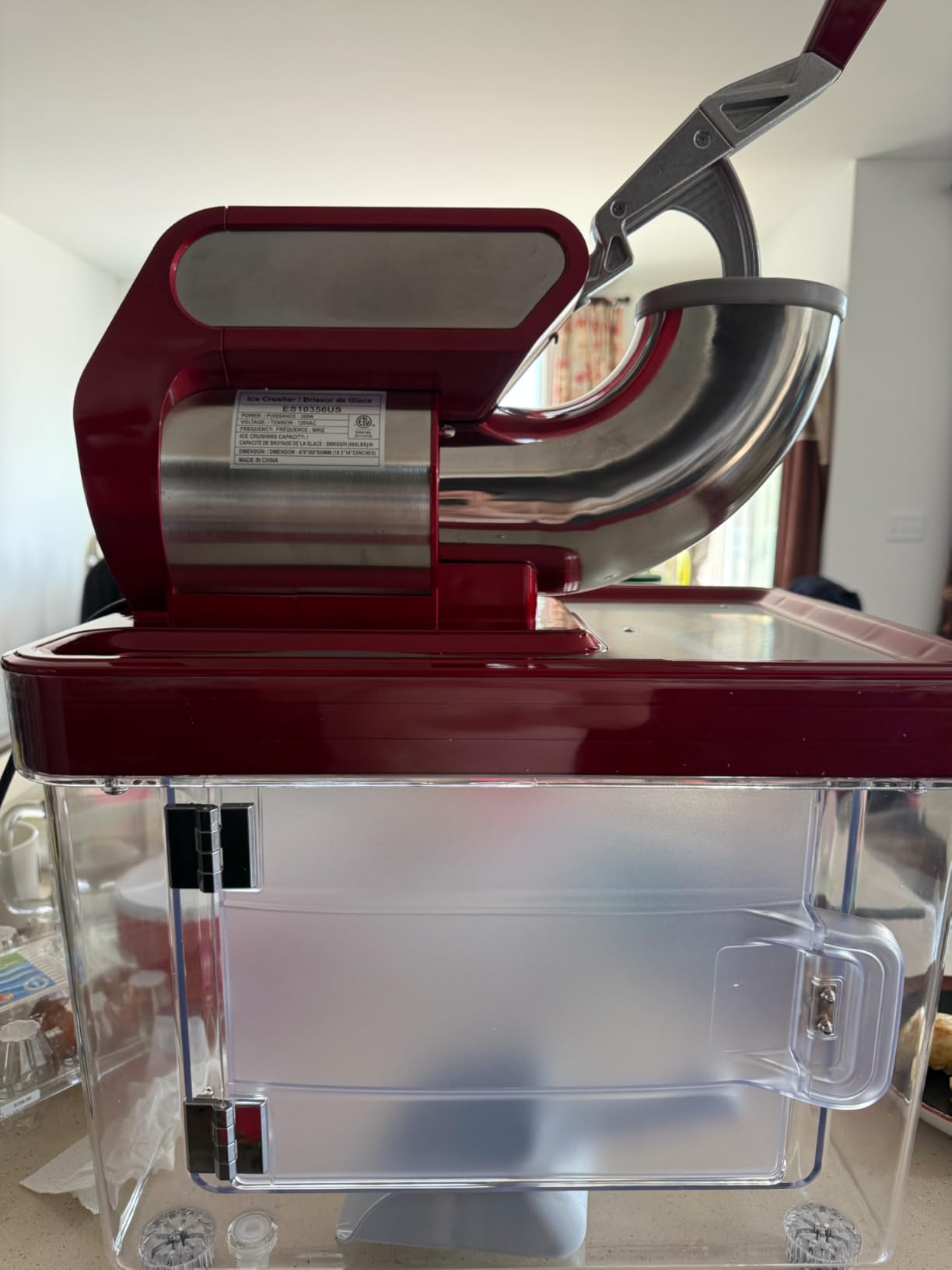 ARLIME Snow Cone Machine, 660 LBS/H 300W Electric Ice Crusher w/Dual Blades & Safety On/Off Switch, ETL-Approved Stainless Steel Commercial Shaved Ice Machine for Home Restaurant Bar, 37L (Grey) customer photo 1