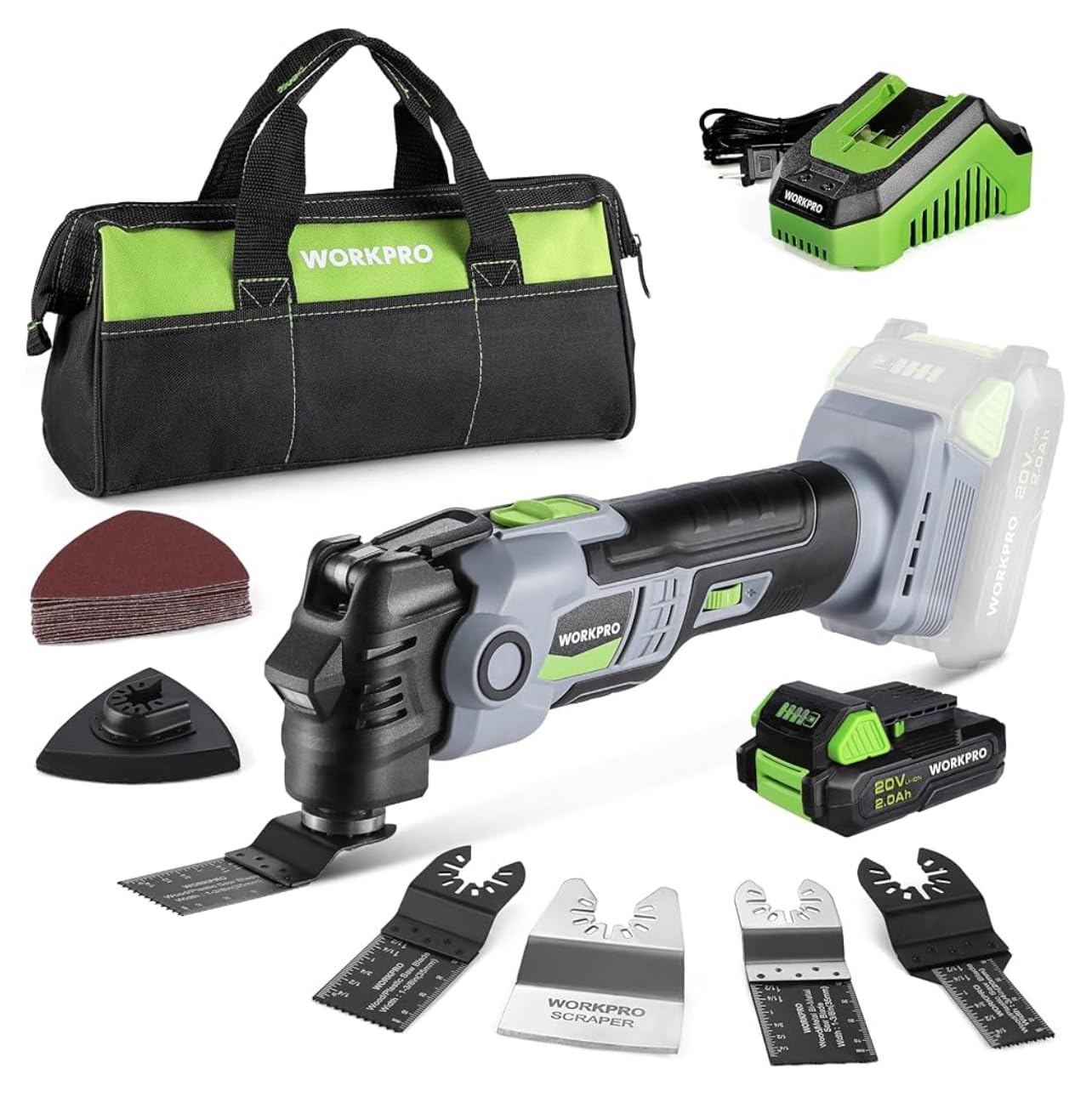 WORKPRO 20V Oscillating Tool Kit, Cordless and Brushless 19,000 RPM Orbiting Multi Tool with 6 Variable Speeds, 3.6 Degree Oscillation Angle, 21pcs Saw Accessories, 1 Rechargeable Battery and Carrying Bag customer photo 2