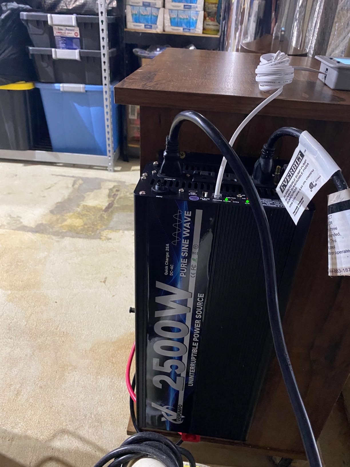 2500 Watt Sump Pump Backup Battery System, Automatic Switching to Battery Inverter Power, Professional Backup System in Case of Power Failure, Pure Sine Wave Output Remote Controller with LCD Screen customer photo 1