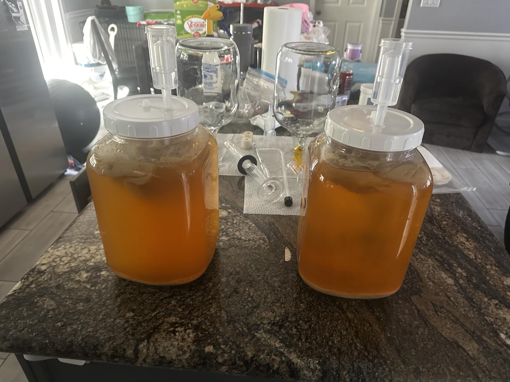 Folinstall 1.5 Gallon Large Fermentation Jars with 2 Airtight Lids and 3 Airlocks, Wide Mouth Glass Mason Jar with Scale Mark, Pickle jars, Mead Making Kit, Kimchi Containers, 2 Pack customer photo 2