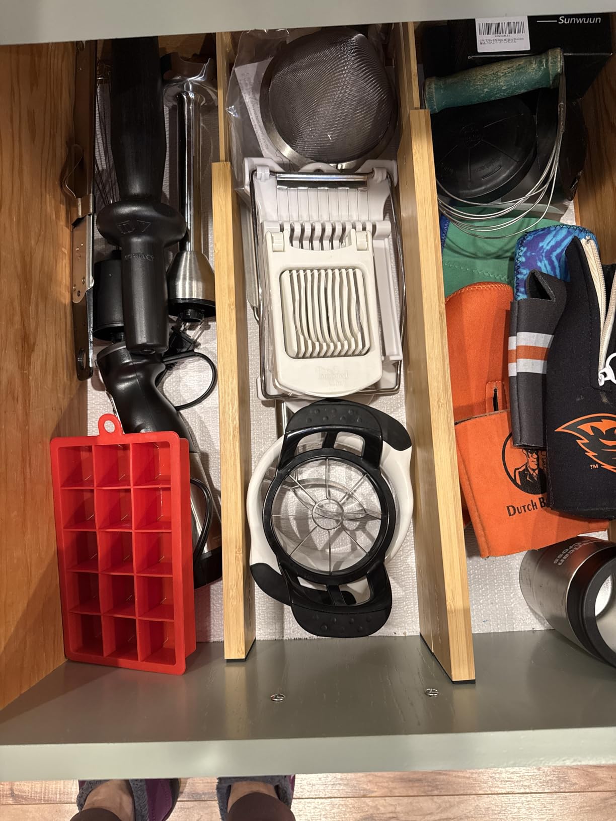 Fabsome Drawer Divider 6 Pack, Bamboo Dresser Organizers for Clothes Socks Underwear Baby Clothing, Wooden Separators for Nursery Organization Adjustable from 12.5'' to 17'' with Soft Foam Ends customer photo 1