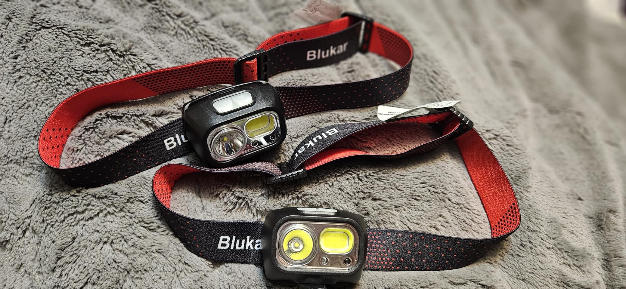 Blukar LED Headlamp Rechargeable,2000L Super Bright Headlight with Motion Sensor -Dimmable Brightness,8 Modes,Spotlight&Floodlight&Red Light Combination,IPX5 Waterproof for Hiking,Camping - 2 Pack customer photo 1