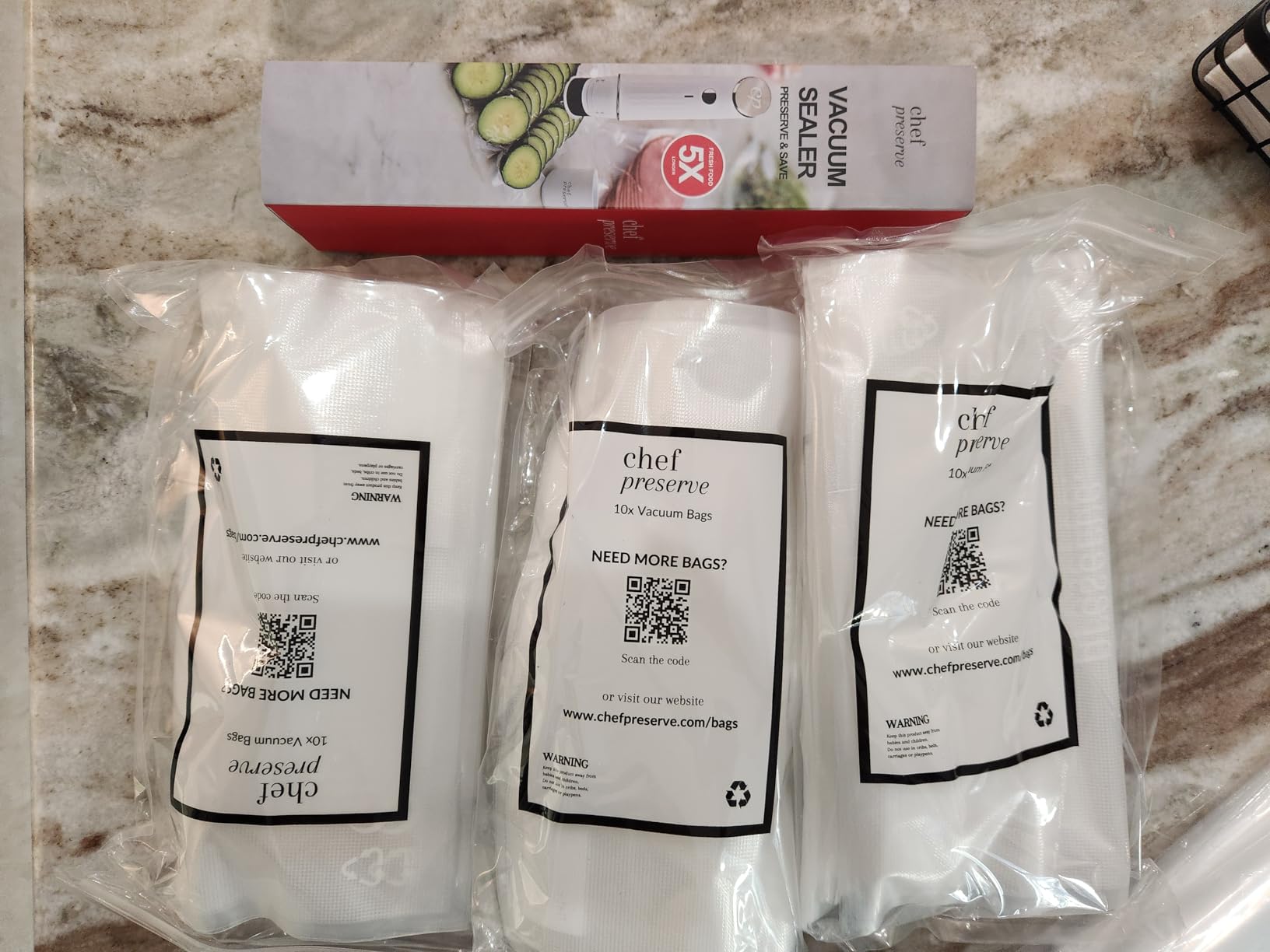 Chef Preserve Compact Vacuum Sealer for Food (Vacuum Sealer Machine + 30 Reusable Vacuum Bags) Powerful Handheld Vacuum Sealer Machine, Seal Meal Saver, Portable Food Sealer customer photo 2